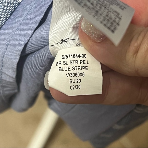 Banana Republic Striped Linen Blend Shift Dress Blue White Tie Waist Size 8 NWT - Picture 9 of 13